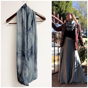 Ice Dye Tie Dye Blue Silk Infinity Loop Scarf